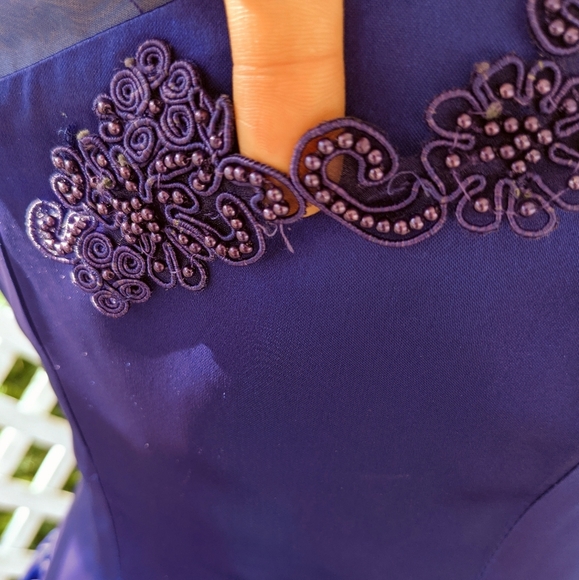 Vintage Cachet Purple Iridescent Beaded Strapless Homecoming Prom Dress - Picture 8 of 15